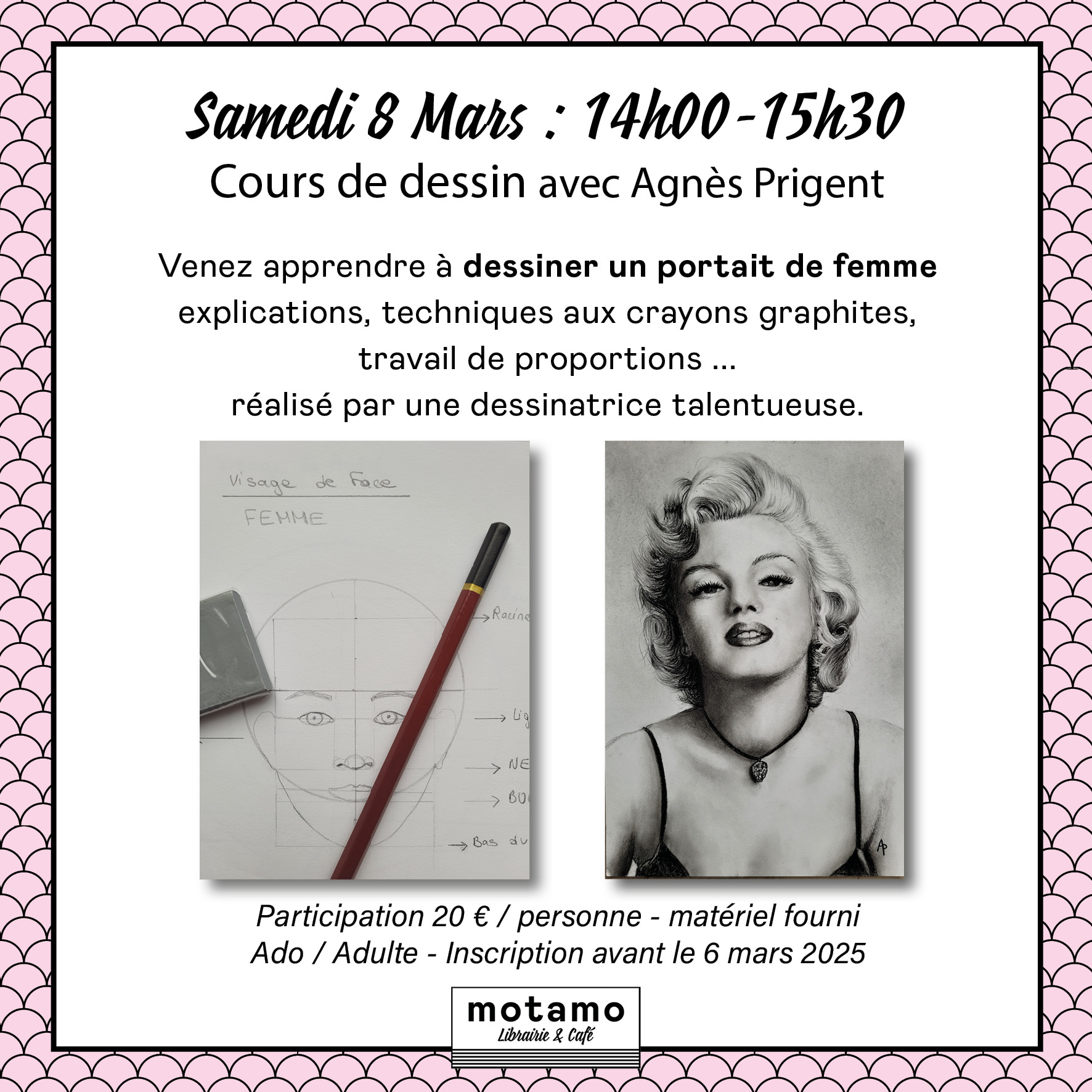 Animation cours de dessin Motamo de Anse 69480 avec Agnès Prigent