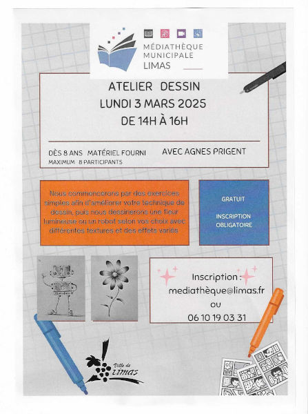 Animation à la Médiathèque de Limas 69400 Thème dessin animé par Agnès Prigent